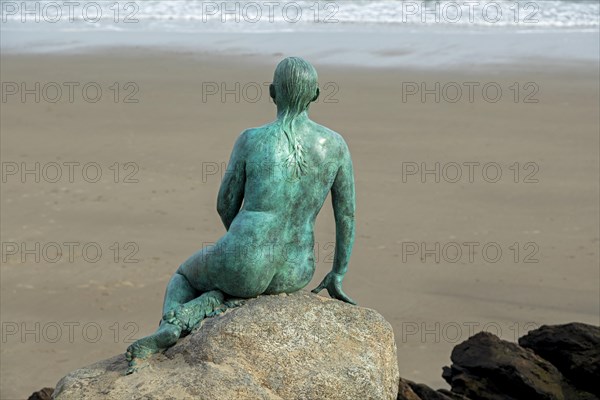 Statue The Folkestone Mermaid, Strand, Folkestone, Kent, Great Britain