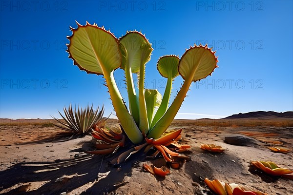 Welwitschia plant ancient survivor of namib desert, AI generated