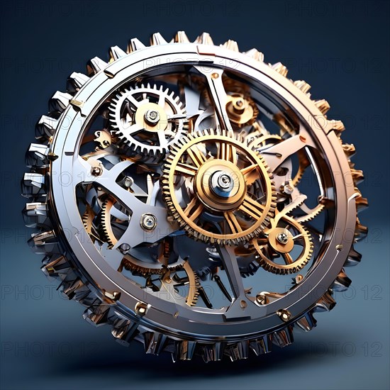 3d render background clockwork mechanism, AI generated