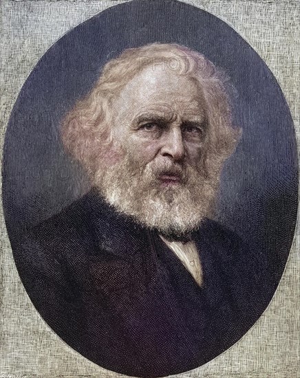 Henry Wadsworth Longfellow, 1807-1882, The most popular American poet of the 19th century, Historical, digitally restored reproduction from a 19th century original, Record date not stated