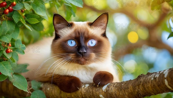 AI generated, animal, animals, mammal, mammals, cat, felidae (Felis catus), a cat resting on a tree