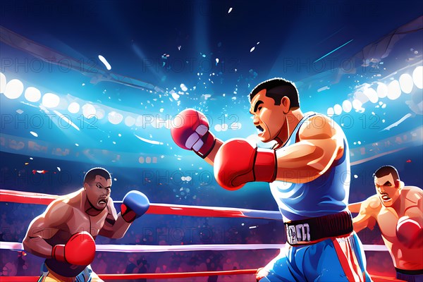 AI generated illustration showcasing boxing sports in vibrant accessible color schemes