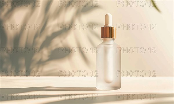 Frosted glass bottle mockup showcasing a luxurious hydrating facial serum with a sleek modern design AI generated