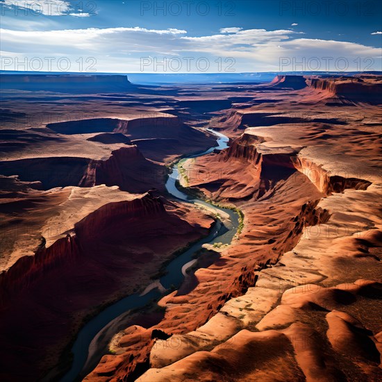 Winding canyons and mesas in canyonlands, AI generated