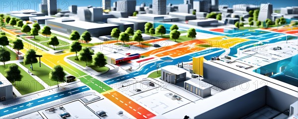 AI generated illustration of urban transit map wcag compliant color