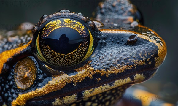 Extreme close-up of Rana arvalis eyes AI generated