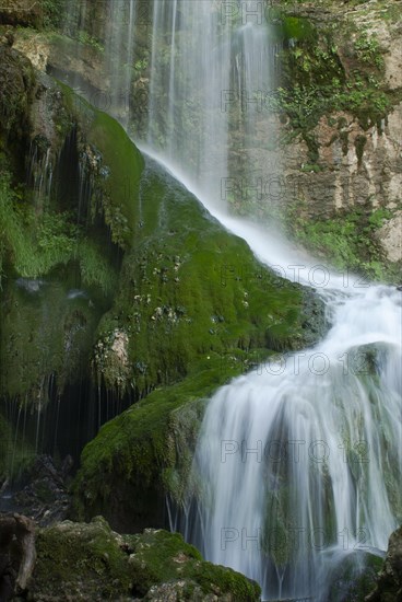 Waterfall in the karst spring area near Krusuna, Bulgaria, Europe