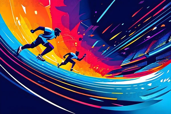 AI generated illustration showcasing track and field sports theme in vibrant accessible color schemes