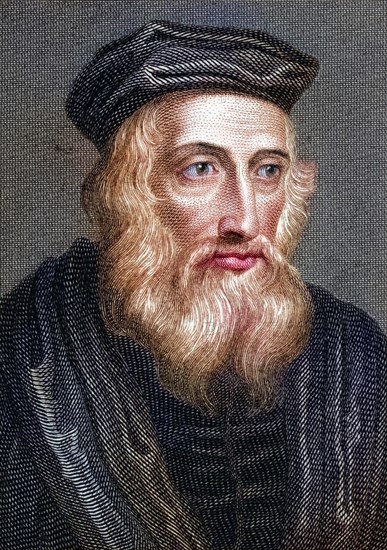 John Wycliffe, also Wycliff, Wyclif, Wicliffe, Wiclif, ca. 1330-1384, English theologian, philosopher and church reformer, Historical, digitally restored reproduction from a 19th century original, Record date not stated