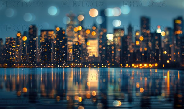 Bokeh lights creating an ethereal backdrop for a nighttime cityscape AI generated