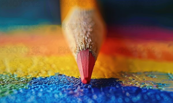 Close-up of a set of colored pencils AI generated