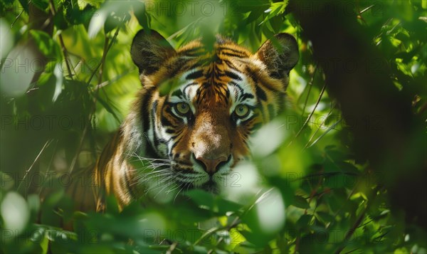 The Siberian tiger in the forest AI generated