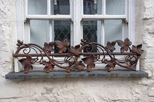 Metal ornament, window sill, window, Conwy, Wales, Great Britain
