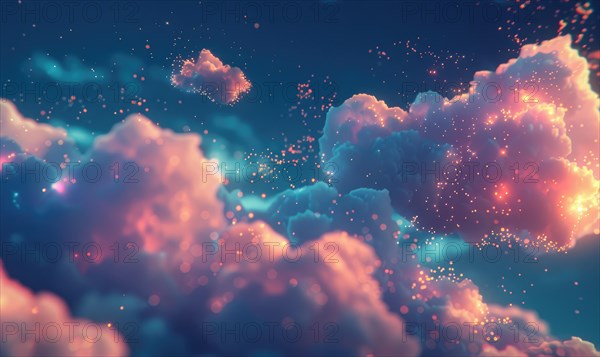 Cloud data storage concept with abstract digital clouds AI generated