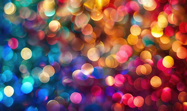 Colorful bokeh lights creating a festive atmosphere, abstract background AI generated