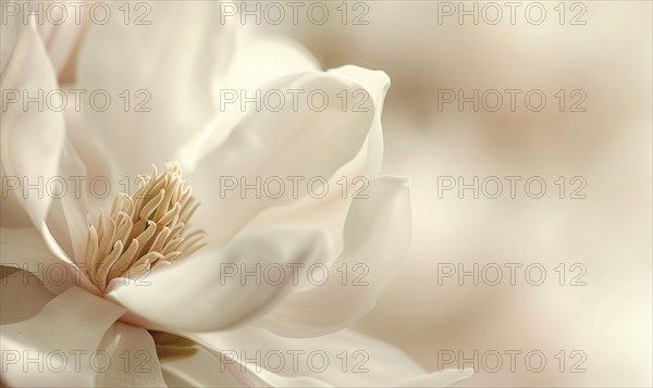 Close-up of a delicate magnolia blossom against a soft blurred background, floral background AI generated