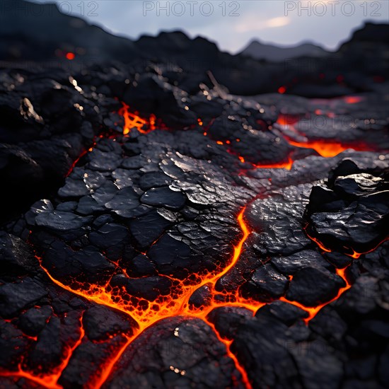 Unstoppable force of a lava flow, AI generated