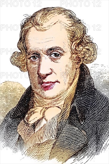 James Watt (born 30 January 1736 in Greenock, died 25 August 1819 in Heathfield, Staffordshire) was a Scottish inventor, Historic, digitally restored reproduction from a 19th century original, Record date not stated