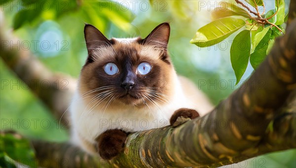 AI generated, animal, animals, mammal, mammals, cat, felidae (Felis catus), a cat resting on a tree