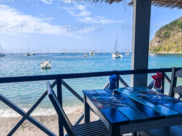 A beach in the Caribbean on the Atlantic coast in Deshaies, Guadeloupe, French Antilles, North America