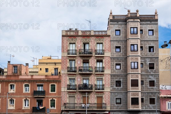 Street in Barcelonata, an old neighbourhood at the port of Barcelona, Spain, Europe