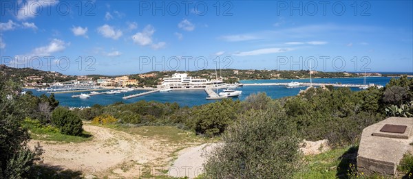 View to the harbour, panoramic view, Porto Cervo, Costa Smeralda, Sardinia, Italy, Europe