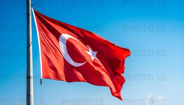 Flag, the national flag of Turkey flutters in the wind
