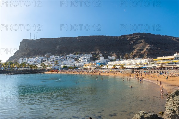 Seen from the beach of the touristic coastal town Mogan in the south of Gran Canaria. Spain