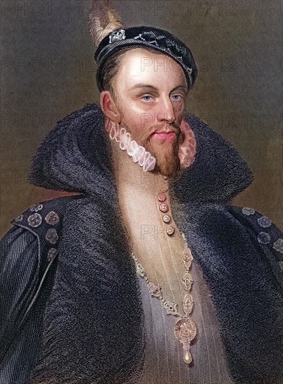 Thomas Radcliffe 3rd Earl of Sussex, c. 1525-1583, also known as Viscount Fitzwalter 1542-53 or Baron Fitzwalter 1553-57, English Lord Lieutenant of Ireland, Historical, digitally restored reproduction from a 19th century original, Record date not stated