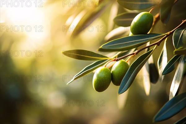 Close up of olives on tree. KI generiert, generiert, AI generated