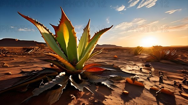 Welwitschia plant ancient survivor of namib desert, AI generated