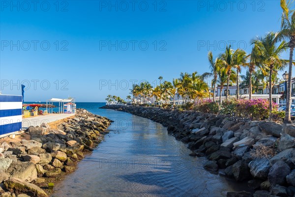 Views of the river and port of the touristic coastal town Mogan in the south of Gran Canaria. Spain