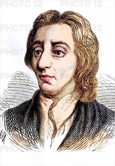 John Locke (born 29 August 1632 in Wrington near Bristol, died 28 October 1704 in Oates, Epping Forest, Essex) was an English physician and influential philosopher and pioneer of the Enlightenment, Historical, digitally restored reproduction from a 19th century original, Record date not stated