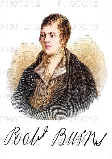 Robert Burns (born 25 January 1759 in Alloway, Ayrshire, died 21 July 1796 in Dumfries, Dumfriesshire) was a Scottish poet, Historical, digitally restored reproduction from a 19th century original, Record date not stated