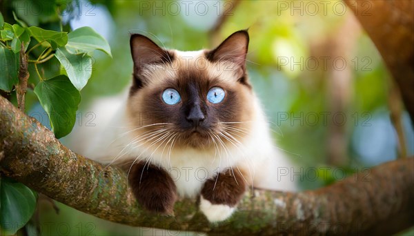 AI generated, animal, animals, mammal, mammals, cat, felidae (Felis catus), a cat resting on a tree