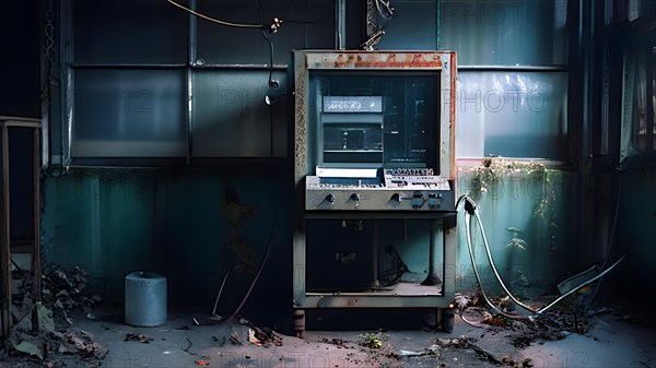 Abandoned x ray room in abandoned hospital, AI generated, hospital, damage, abandoned, ruin, decrepit