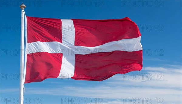 Flag, the national flag of Denmark fluttering in the wind