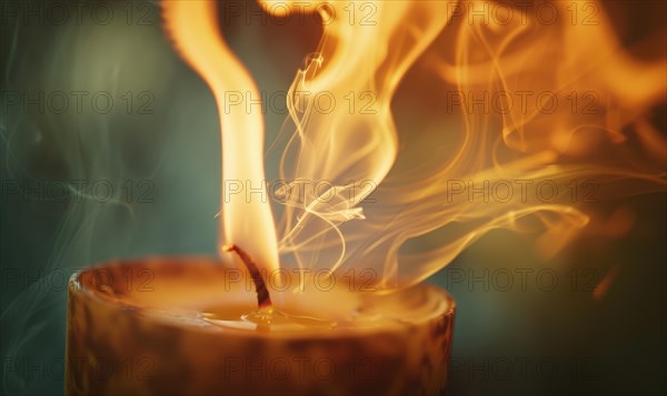 Close-up of a candle flame dancing in the breeze AI generated