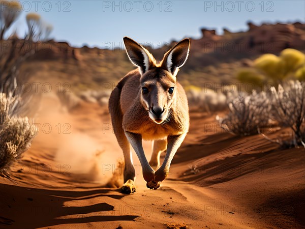 Kangaroo in the australian outback, AI generated