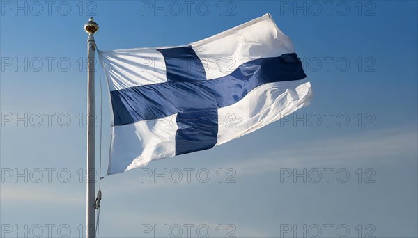 Flag, the national flag of Finland fluttering in the wind