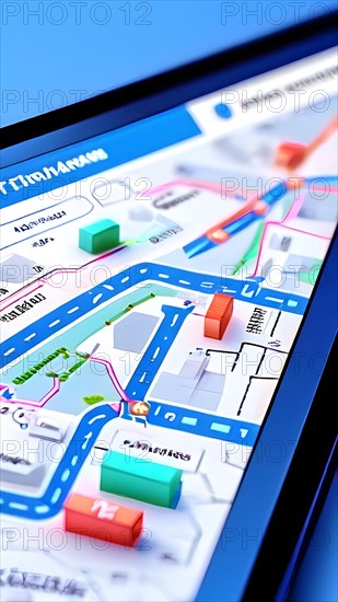 AI generated illustration of urban transit map wcag compliant color