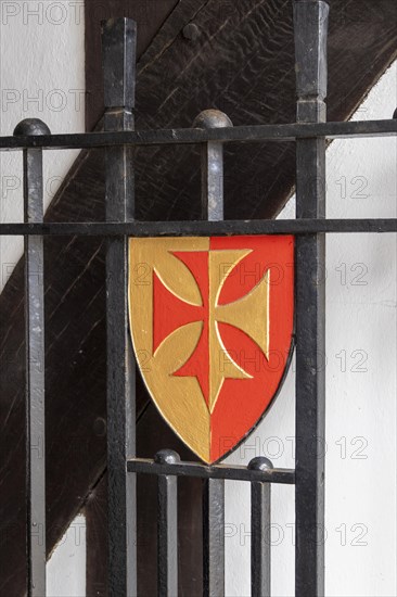 Coat of arms, William Shakespeare's classroom and town hall, Stratford upon Avon, England, Great Britain