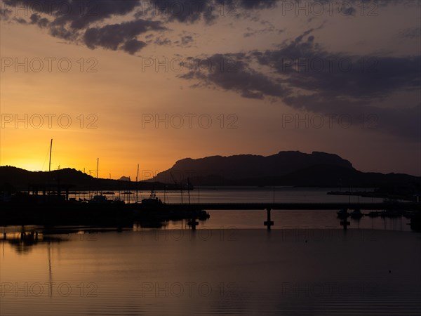 Dawn at sunrise, panoramic shot, Olbia, Sardinia, Italy, Europe