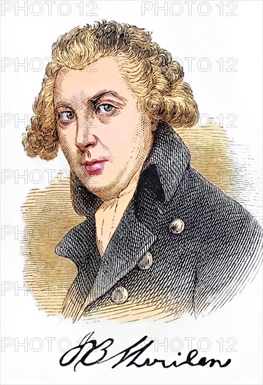 Richard Brinsley Sheridan (born 30 October 1751 in Dublin, died 7 July 1816 in London) was an Irish playwright and politician, Historical, digitally restored reproduction from a 19th century original, Record date not stated