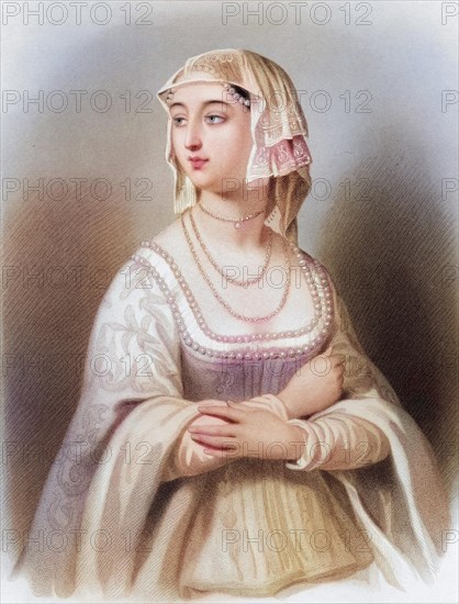 Margaret of Anjou (born 24 March 1430 in Pont-a-Mousson or Nancy, died 25 August 1482 in Dampierre-sur-Loire near Saumur) was Queen of England from 1445 to 1461 and from 1470 to 1471, Historical, digitally restored reproduction from a 19th century original, Record date not stated