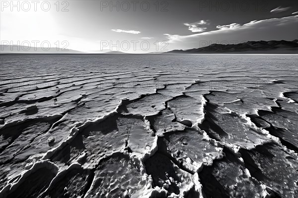 Heatwaves distorting the horizon in the lut desert, AI generated