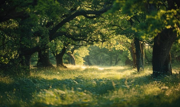 Road in spring forest, nature background AI generated