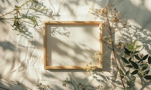 Delicate wooden frame on the wall AI generated