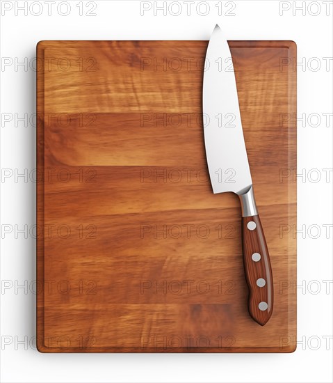 Sharp Chef's Knife on Wooden Cutting Board, AI generated