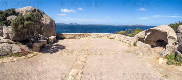 Country road, granite rock formation, Baja Sardinia, Costa Smeralda, Sardinia, Italy, Europe